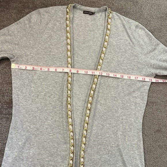 J. McGlaughlin Gray Cotton Blend Gold Chain Detail Cardigan Size Small - Picture 4 of 8